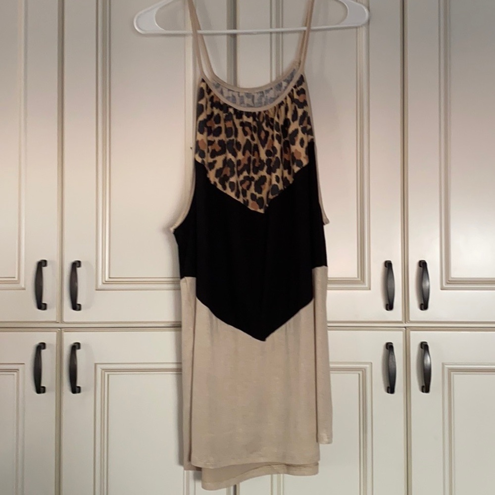 Leopard, Black & Cream Tank.